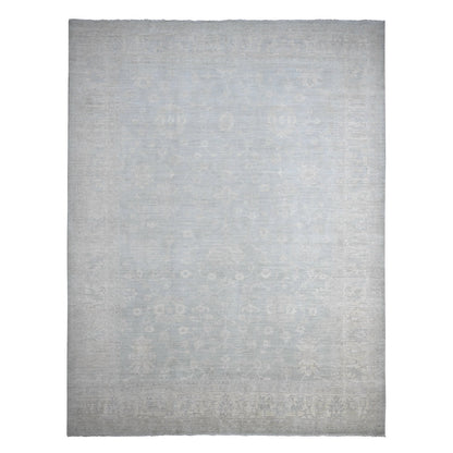 Oushak And Peshawar Wool Hand Knotted Rug Grey 11.10x15.3 -O020366
