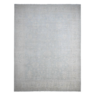 Oushak And Peshawar Wool Hand Knotted Rug Grey 11.10x15.3 -O020366