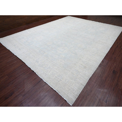 Oushak And Peshawar Wool Hand Knotted Rug Grey 11.10x15.3 -O020366