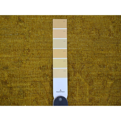 Overdyed & Vintage Wool Hand Knotted Rug Yellow 7.7x9.7 -O020369