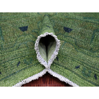 Overdyed & Vintage Wool Hand Knotted Rug Green 7.9x9.8 -O020371