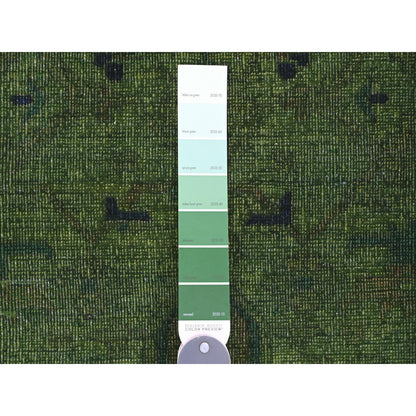 Overdyed & Vintage Wool Hand Knotted Rug Green 7.9x9.8 -O020371