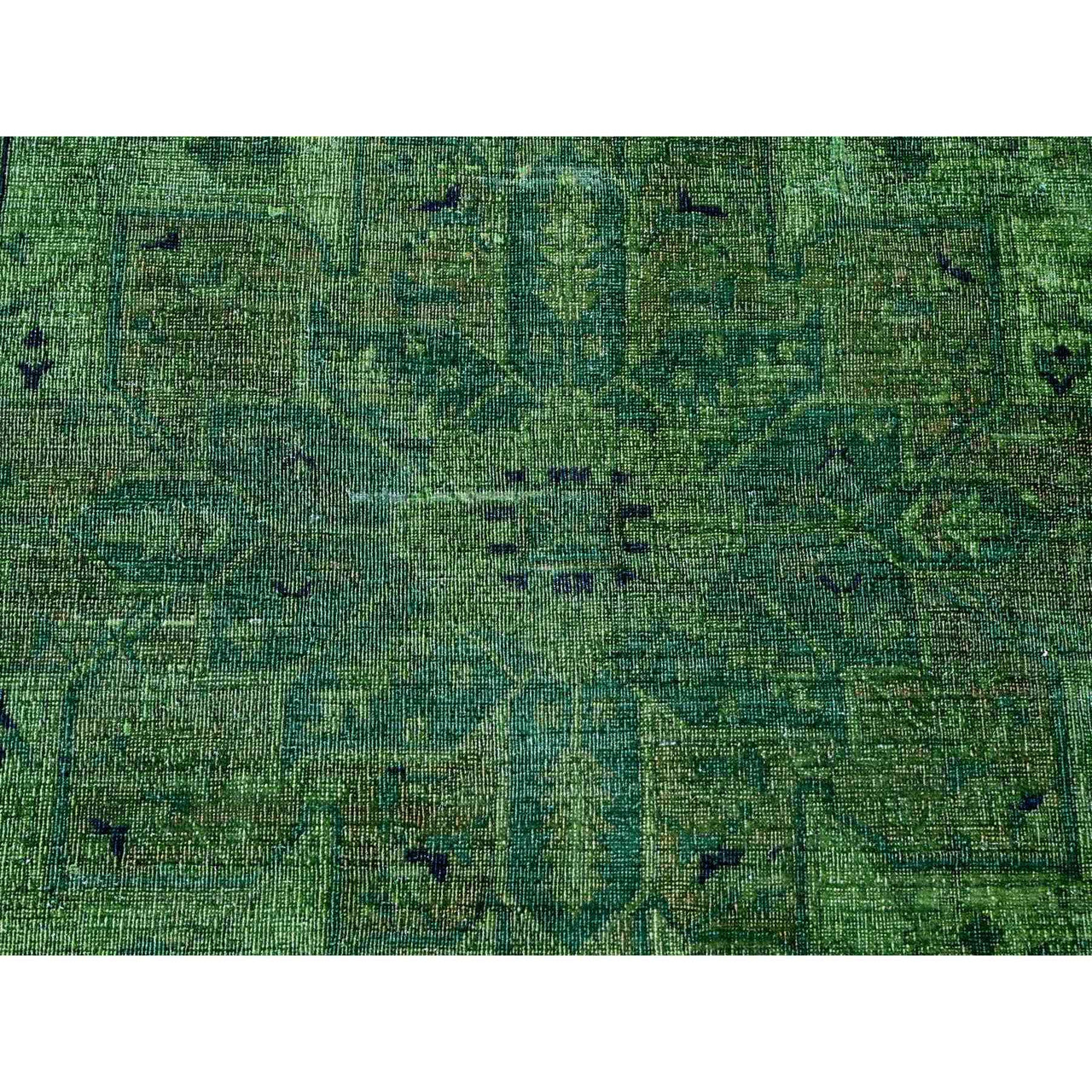 Green 7'9" x 9'8" Overdyed & Vintage Hand knotted Wool Rug - Sku: O020371