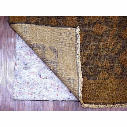 Overdyed & Vintage Wool Hand Knotted Rug Brown 7.8x10.1 -O020372