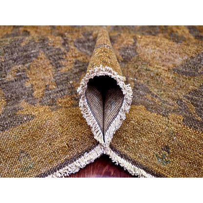 Overdyed & Vintage Wool Hand Knotted Rug Brown 7.8x10.1 -O020372
