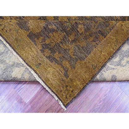 Overdyed & Vintage Wool Hand Knotted Rug Brown 7.8x10.1 -O020372