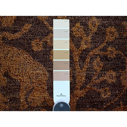 Overdyed & Vintage Wool Hand Knotted Rug Brown 7.8x10.1 -O020372