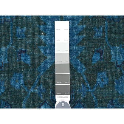 Overdyed & Vintage Wool Hand Knotted Rug Blue 9.4x12.9 -O020373