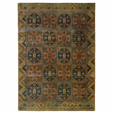 Overdyed & Vintage Wool Hand Knotted Rug Brown 8.10x12.2 -O020374