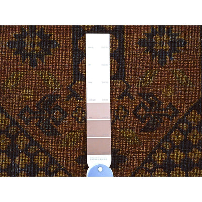 Overdyed & Vintage Wool Hand Knotted Rug Brown 8.10x12.2 -O020374