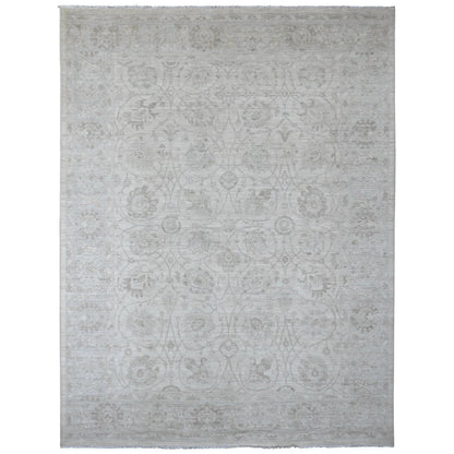 Oushak And Peshawar Wool Hand Knotted Rug Ivory 8.8x11.5 -O020377