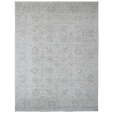 Oushak And Peshawar Wool Hand Knotted Rug Ivory 8.8x11.5 -O020377