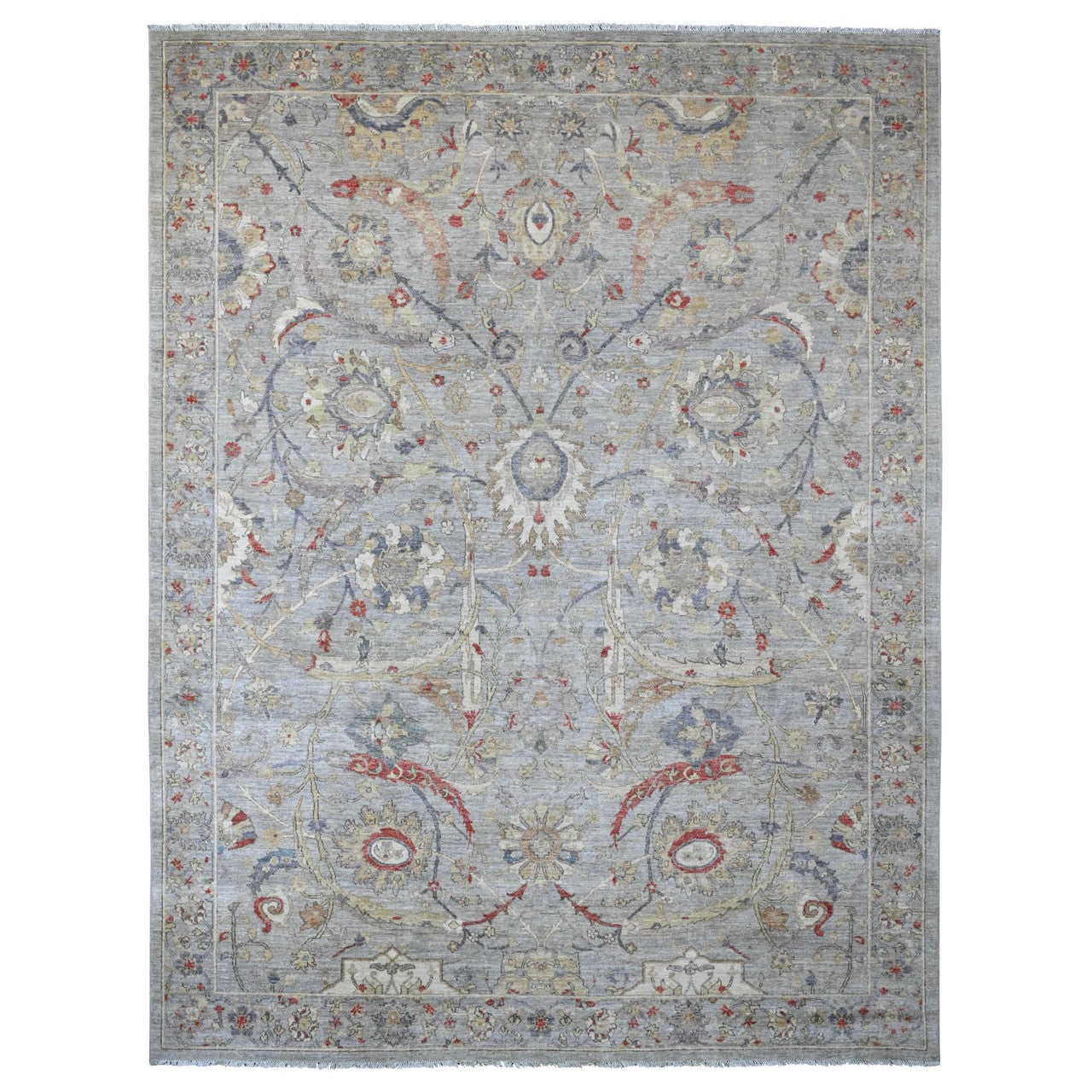 Oushak And Peshawar Wool Hand Knotted Rug Grey 8.11x11.7 -O020379
