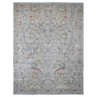 Oushak And Peshawar Wool Hand Knotted Rug Grey 8.11x11.7 -O020379