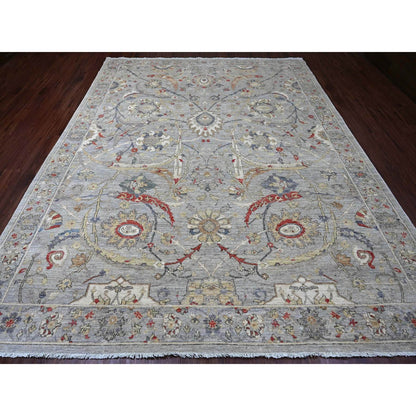 Oushak And Peshawar Wool Hand Knotted Rug Grey 8.11x11.7 -O020379