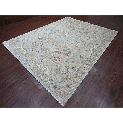 Oushak And Peshawar Wool Hand Knotted Rug Grey 8.11x11.7 -O020379