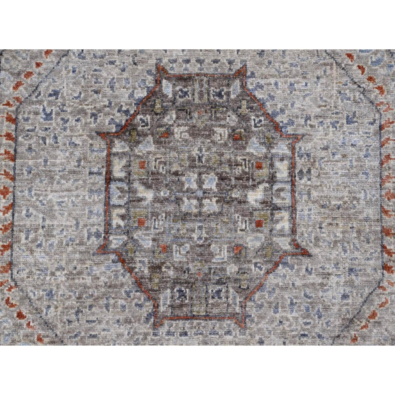 Gray 8'1" x 9'11" Mamluk Hand knotted Wool Rug - Sku: O020382