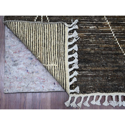 Tribal & Geometric Wool Hand Knotted Rug Brown 7.11x10.0 -O020385