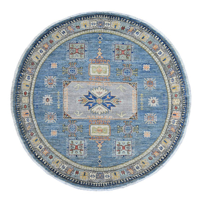 Oushak And Peshawar Wool Hand Knotted Rug Blue 5.10x6.1 -O020393