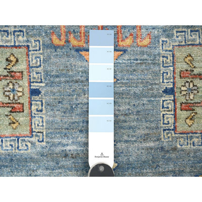 Oushak And Peshawar Wool Hand Knotted Rug Blue 5.10x6.1 -O020393