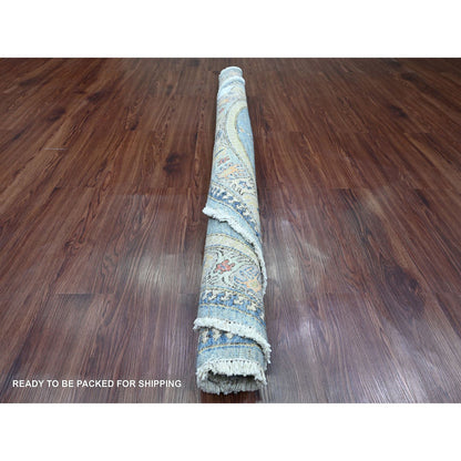 Oushak And Peshawar Wool Hand Knotted Rug Blue 5.10x6.1 -O020393