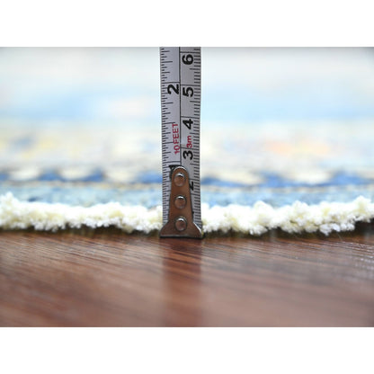 Oushak And Peshawar Wool Hand Knotted Rug Blue 5.10x6.1 -O020393