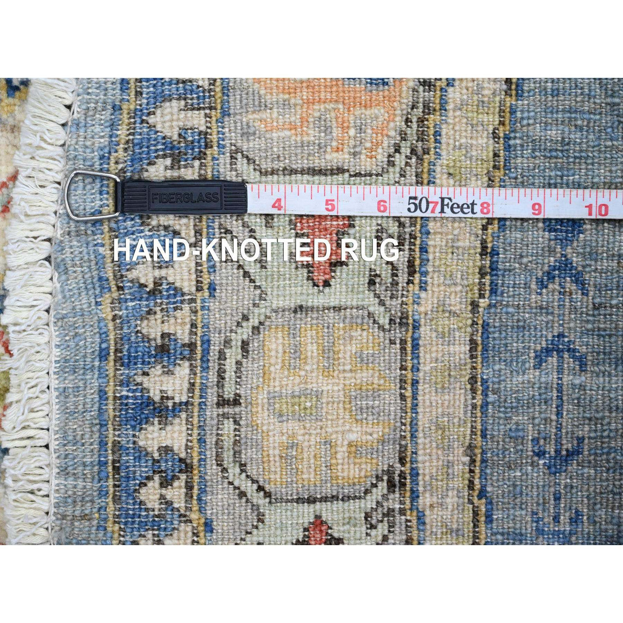 Oushak And Peshawar Wool Hand Knotted Rug Blue 5.10x6.1 -O020393