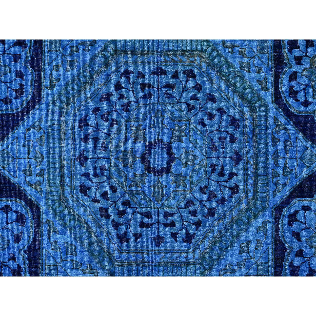 Blue 7'11" x 9'6" Overdyed & Vintage Hand knotted Wool Rug - Sku: O020396