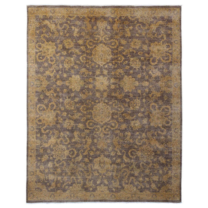 Overdyed & Vintage Wool Hand Knotted Rug Brown 7.10x10.0 -O020397