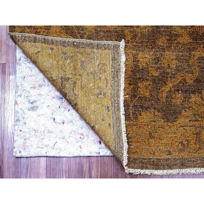 Overdyed & Vintage Wool Hand Knotted Rug Brown 7.10x10.0 -O020397