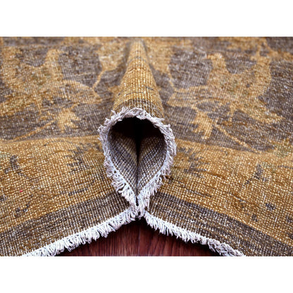 Overdyed & Vintage Wool Hand Knotted Rug Brown 7.10x10.0 -O020397