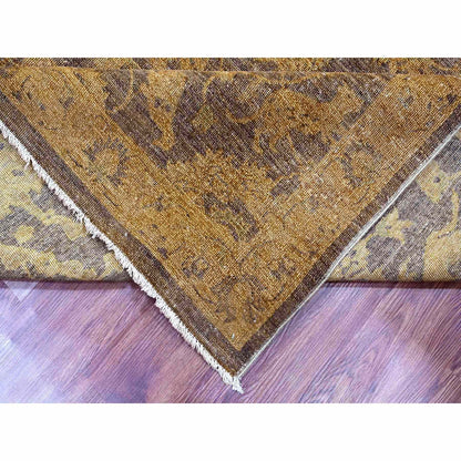 Overdyed & Vintage Wool Hand Knotted Rug Brown 7.10x10.0 -O020397