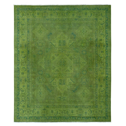 Kazak Wool Hand Knotted Rug Green 7.11x9.6 -O020403