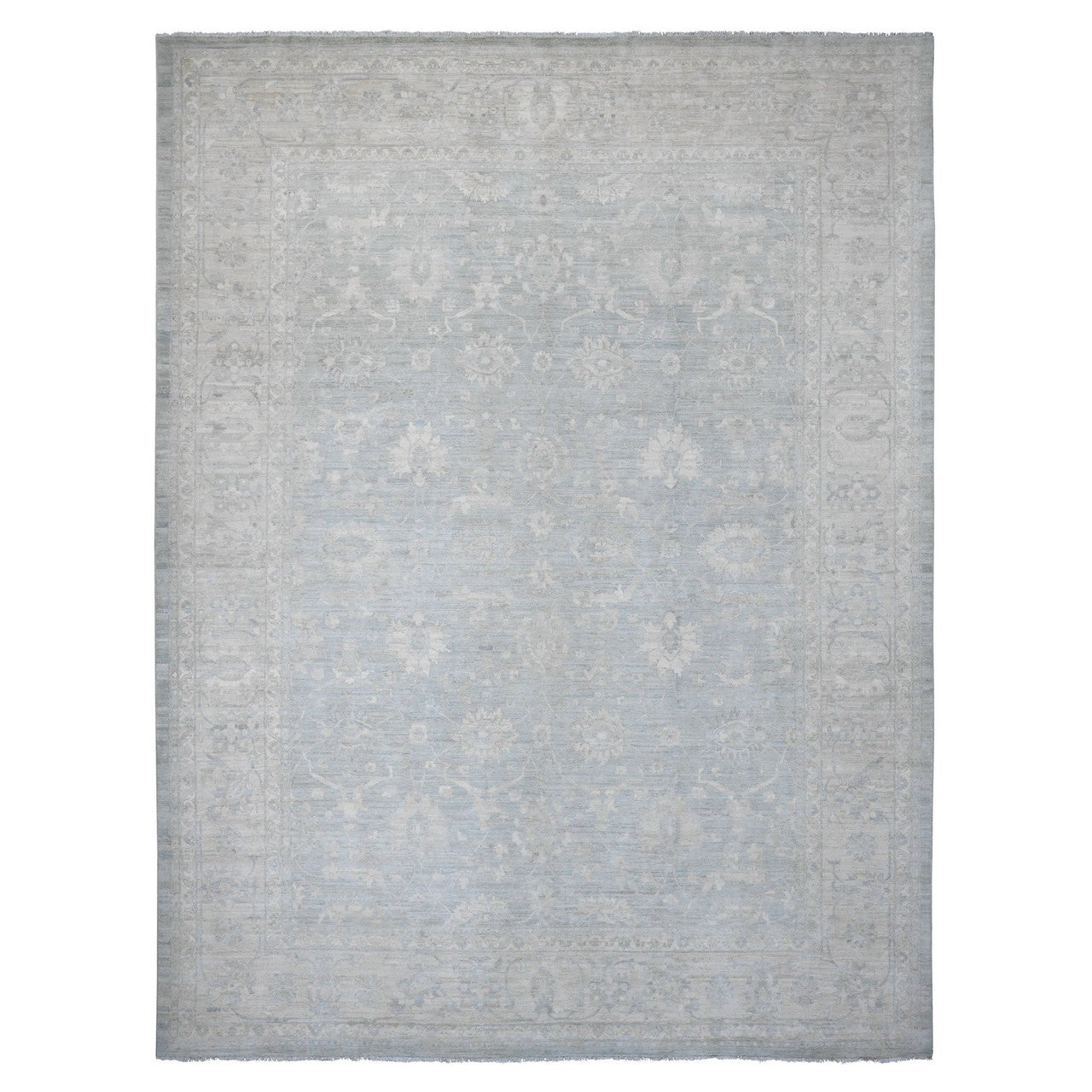 Oushak And Peshawar Wool Hand Knotted Rug Grey 12.0x15.4 -O020405