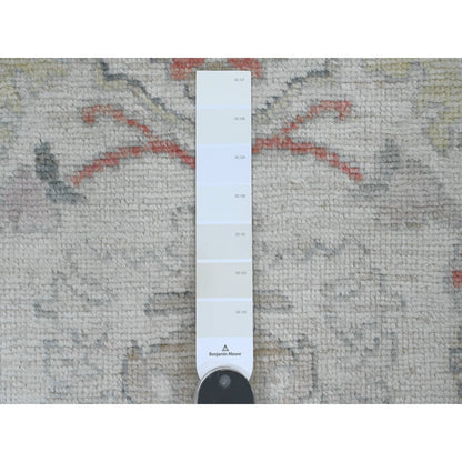 Oushak And Peshawar Wool Hand Knotted Rug Ivory 3.1x22.4 -O020408