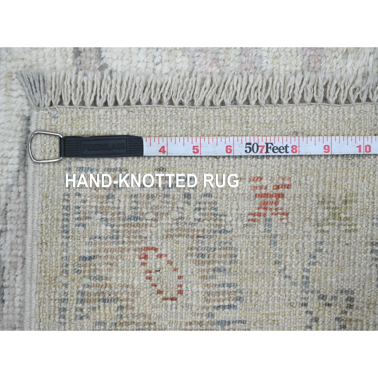 Ivory 3'1" x 22'4" Oushak And Peshawar Hand knotted Wool Rug - Sku: O020408