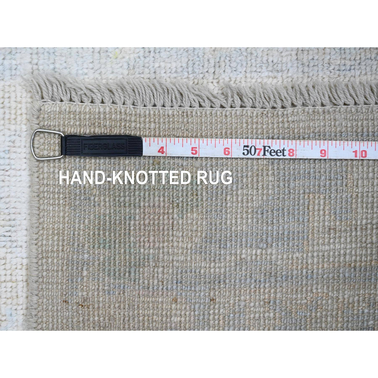 Ivory 3'0" x 17'2" Oushak And Peshawar Hand knotted Wool Rug - Sku: O020409