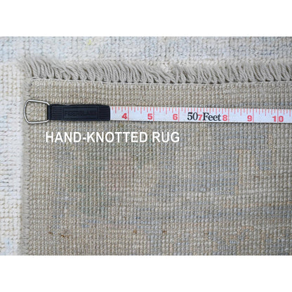 Oushak And Peshawar Wool Hand Knotted Rug Ivory 3.0x17.2 -O020409