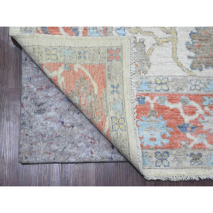 Oushak And Peshawar Wool Hand Knotted Rug Ivory 6.1x8.9 -O020412