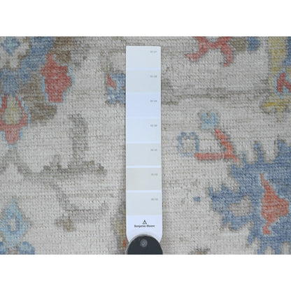 Oushak And Peshawar Wool Hand Knotted Rug Ivory 6.1x8.9 -O020412