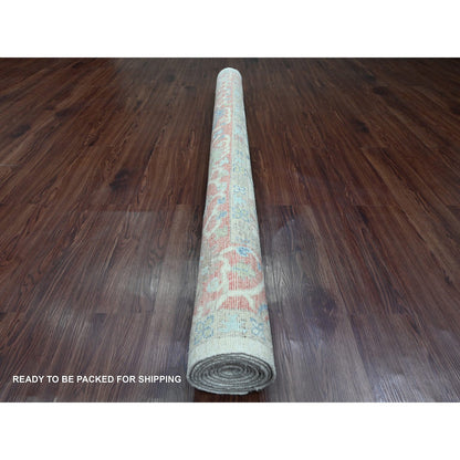 Oushak And Peshawar Wool Hand Knotted Rug Ivory 6.1x8.9 -O020412