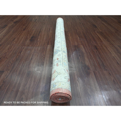 Oushak And Peshawar Wool Hand Knotted Rug Red 5.0x6.10 -O020413