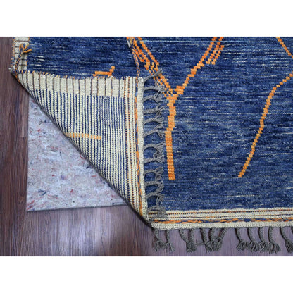 Tribal & Geometric Wool Hand Knotted Rug Blue 8.11x12.5 -O020418