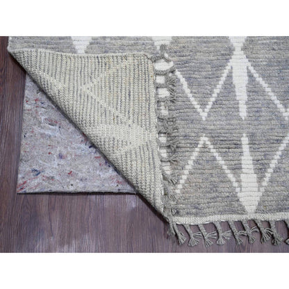 Tribal & Geometric Wool Hand Knotted Rug Grey 9.1x12.4 -O020419