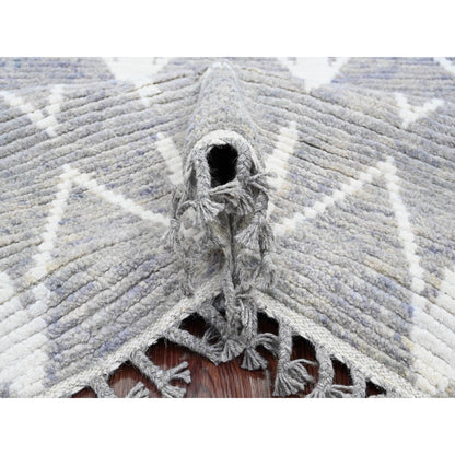 Tribal & Geometric Wool Hand Knotted Rug Grey 9.1x12.4 -O020419