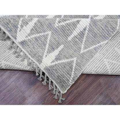 Tribal & Geometric Wool Hand Knotted Rug Grey 9.1x12.4 -O020419