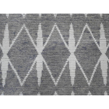 Tribal & Geometric Wool Hand Knotted Rug Grey 9.1x12.4 -O020419