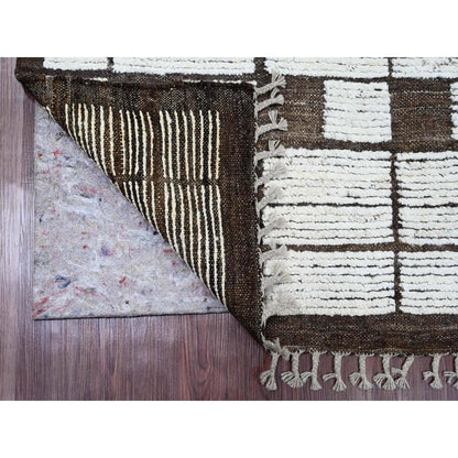 Tribal & Geometric Wool Hand Knotted Rug Brown 6.4x8.11 -O020421