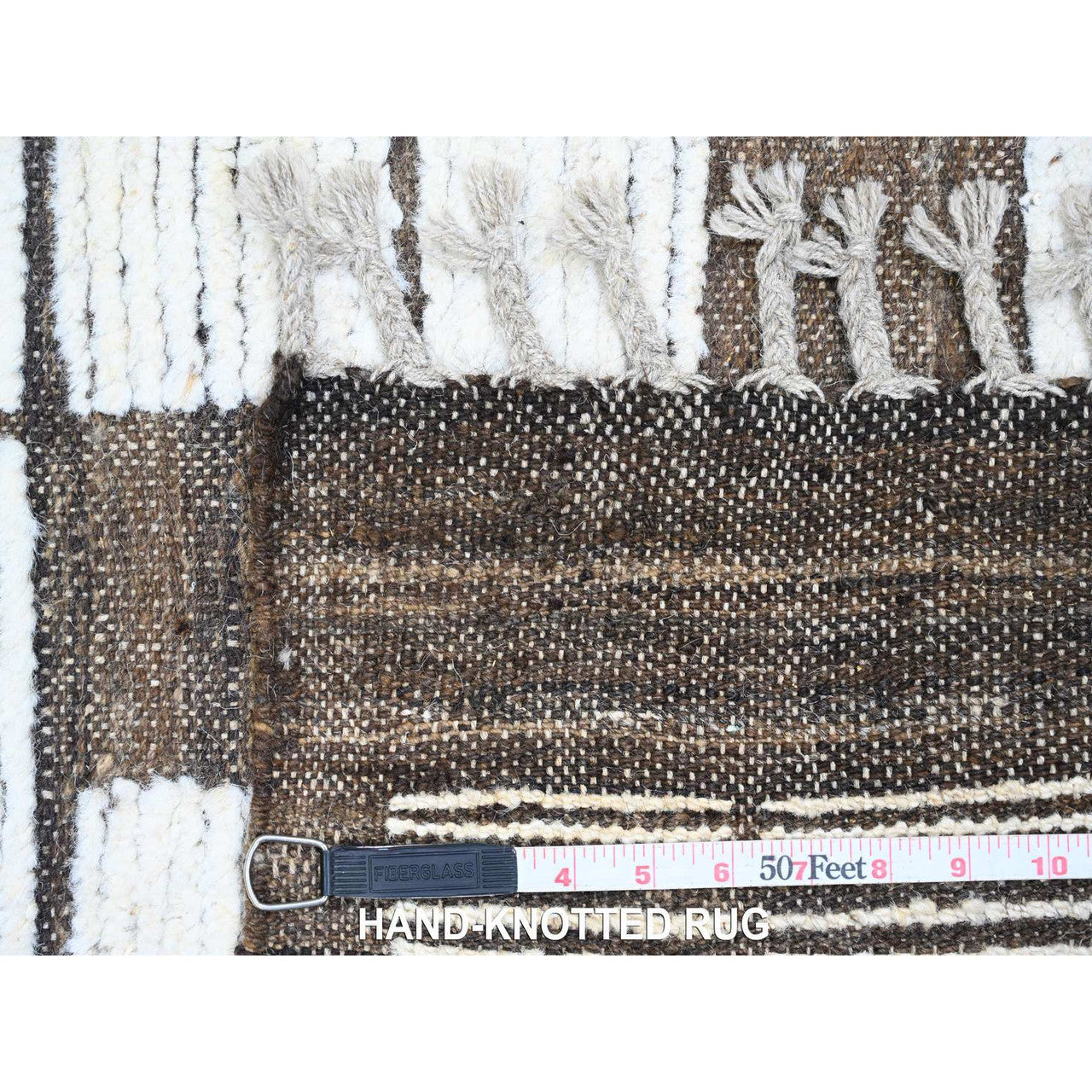 Brown 6'4" x 8'11" Tribal & Geometric Hand knotted Wool Rug - Sku: O020421