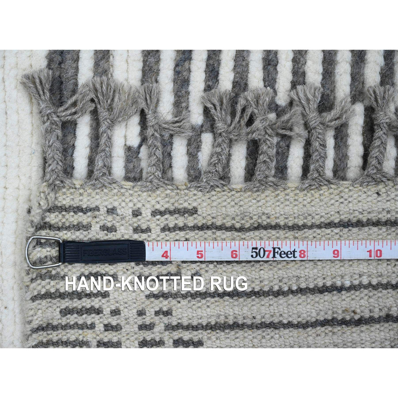 Gray 6'1" x 9'4" Tribal & Geometric Hand knotted Wool Rug - Sku: O020422